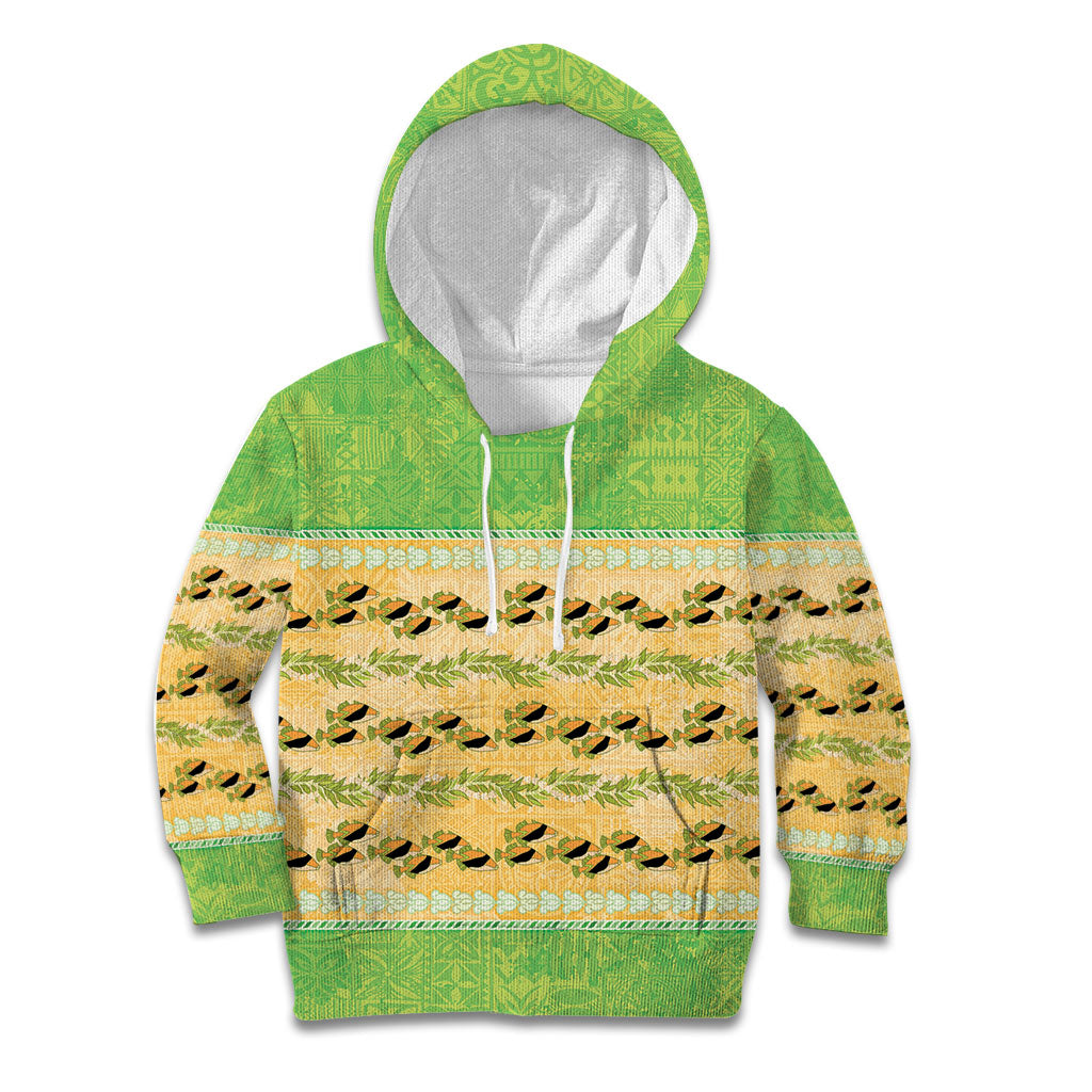 Hawaii Humuhumu Fish Maile Pikake Lei Kid Hoodie Tribal Tapa Green Version LT05 Hoodie Green - Polynesian Pride