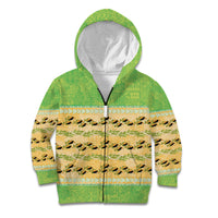 Hawaii Humuhumu Fish Maile Pikake Lei Kid Hoodie Tribal Tapa Green Version LT05 Zip Hoodie Green - Polynesian Pride