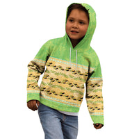 Hawaii Humuhumu Fish Maile Pikake Lei Kid Hoodie Tribal Tapa Green Version LT05 - Polynesian Pride
