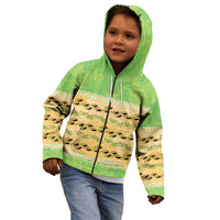 Hawaii Humuhumu Fish Maile Pikake Lei Kid Hoodie Tribal Tapa Green Version LT05 - Polynesian Pride
