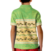 Hawaii Humuhumu Fish Maile Pikake Lei Kid Polo Shirt Tribal Tapa Green Version LT05 - Polynesian Pride
