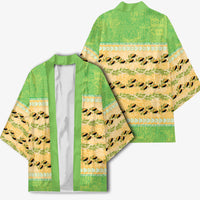 Hawaii Humuhumu Fish Maile Pikake Lei Kimono Tribal Tapa Green Version LT05 - Polynesian Pride