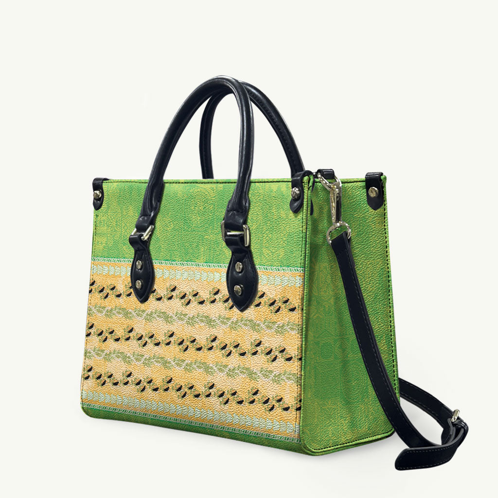 Hawaii Humuhumu Fish Maile Pikake Lei Leather Bag Tribal Tapa Green Version LT05 Green - Polynesian Pride