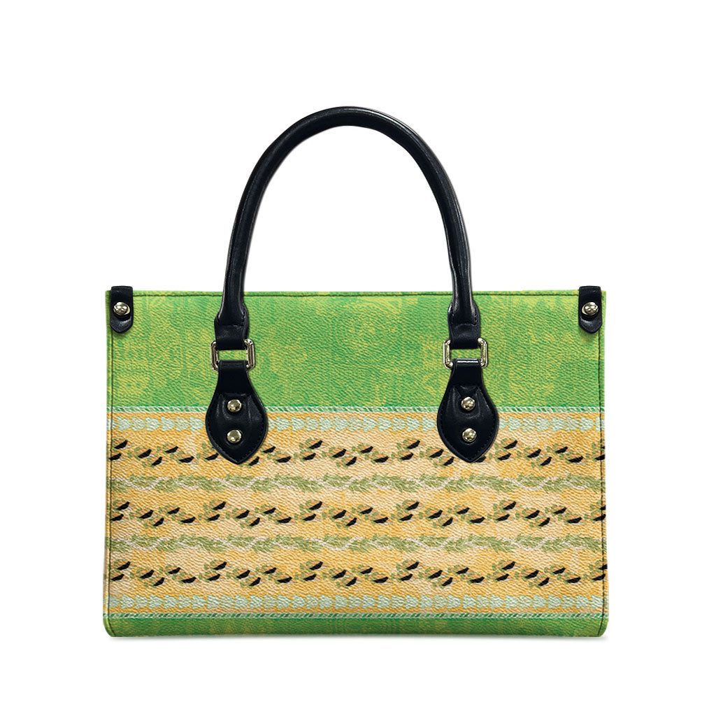 Hawaii Humuhumu Fish Maile Pikake Lei Leather Bag Tribal Tapa Green Version LT05 - Polynesian Pride