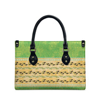 Hawaii Humuhumu Fish Maile Pikake Lei Leather Bag Tribal Tapa Green Version LT05 - Polynesian Pride