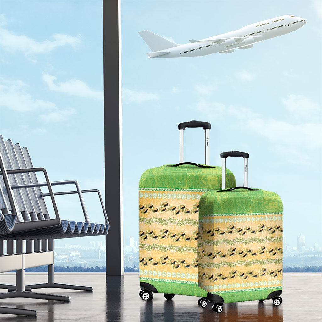 Hawaii Humuhumu Fish Maile Pikake Lei Luggage Cover Tribal Tapa Green Version LT05 - Polynesian Pride