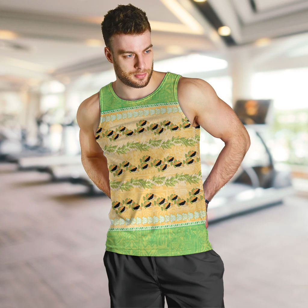 Hawaii Humuhumu Fish Maile Pikake Lei Men Tank Top Tribal Tapa Green Version LT05 Green - Polynesian Pride