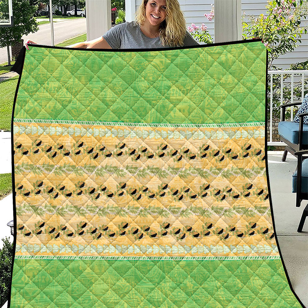 Hawaii Humuhumu Fish Maile Pikake Lei Quilt Tribal Tapa Green Version LT05 Green - Polynesian Pride