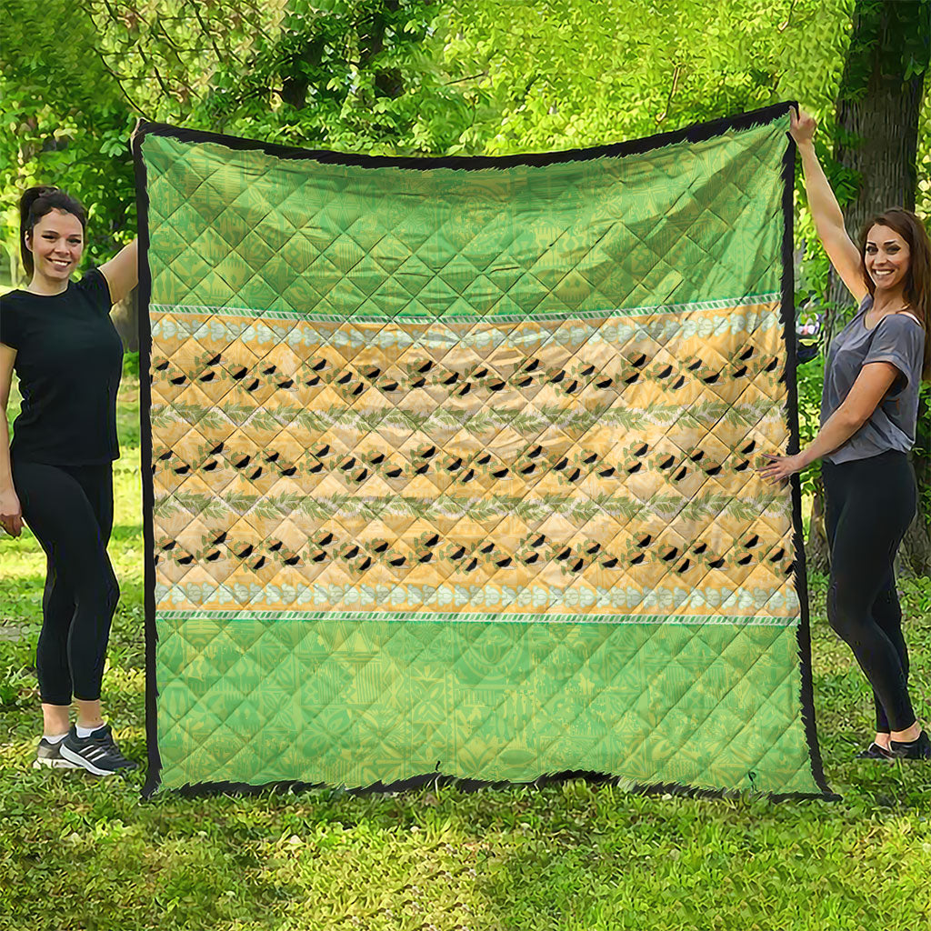 Hawaii Humuhumu Fish Maile Pikake Lei Quilt Tribal Tapa Green Version LT05 - Polynesian Pride