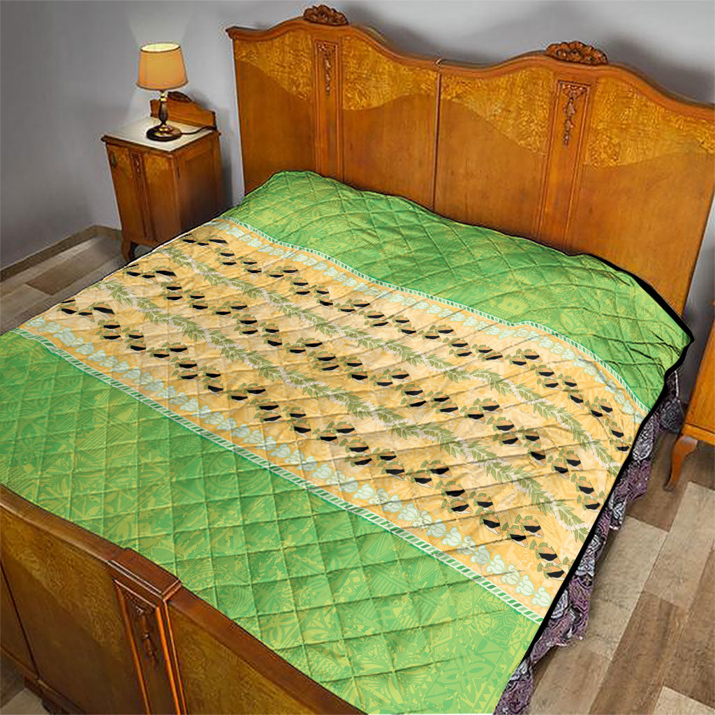 Hawaii Humuhumu Fish Maile Pikake Lei Quilt Tribal Tapa Green Version LT05 - Polynesian Pride