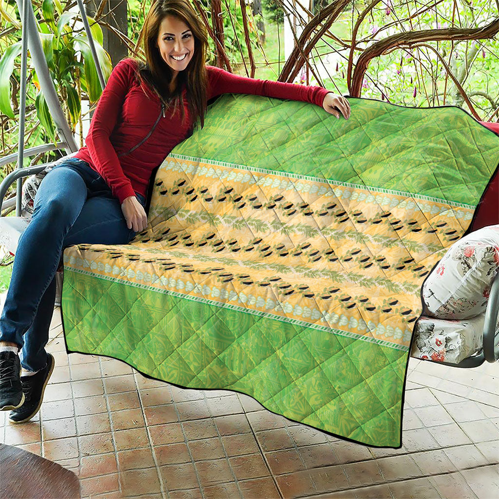 Hawaii Humuhumu Fish Maile Pikake Lei Quilt Tribal Tapa Green Version LT05 - Polynesian Pride