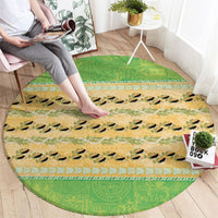 Hawaii Humuhumu Fish Maile Pikake Lei Round Carpet Tribal Tapa Green Version LT05 - Polynesian Pride