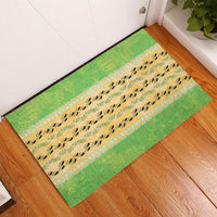 Hawaii Humuhumu Fish Maile Pikake Lei Rubber Doormat Tribal Tapa Green Version LT05 - Polynesian Pride