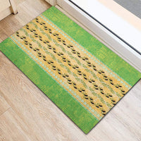 Hawaii Humuhumu Fish Maile Pikake Lei Rubber Doormat Tribal Tapa Green Version LT05 - Polynesian Pride