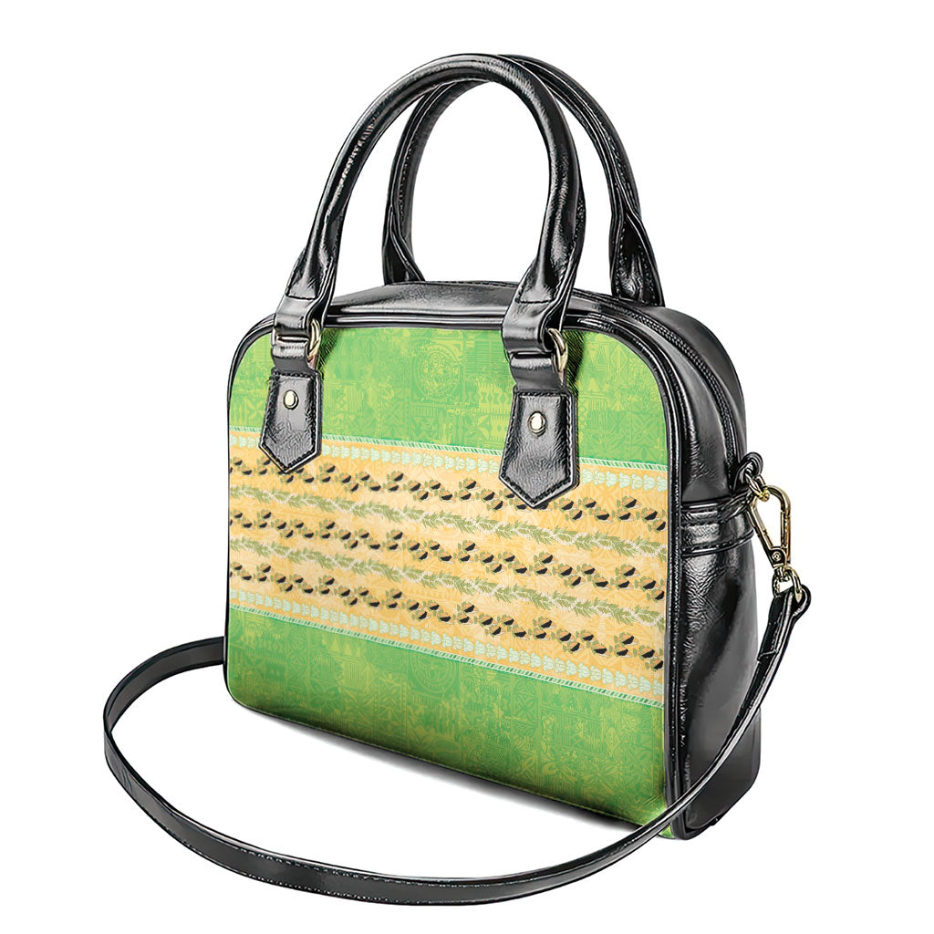 Hawaii Humuhumu Fish Maile Pikake Lei Shoulder Handbag Tribal Tapa Green Version LT05 - Polynesian Pride