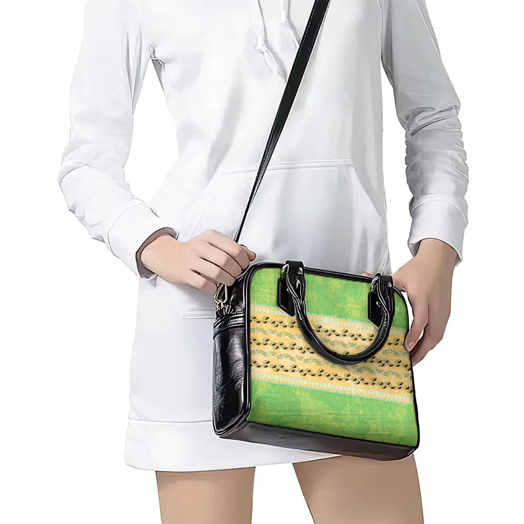 Hawaii Humuhumu Fish Maile Pikake Lei Shoulder Handbag Tribal Tapa Green Version LT05 - Polynesian Pride