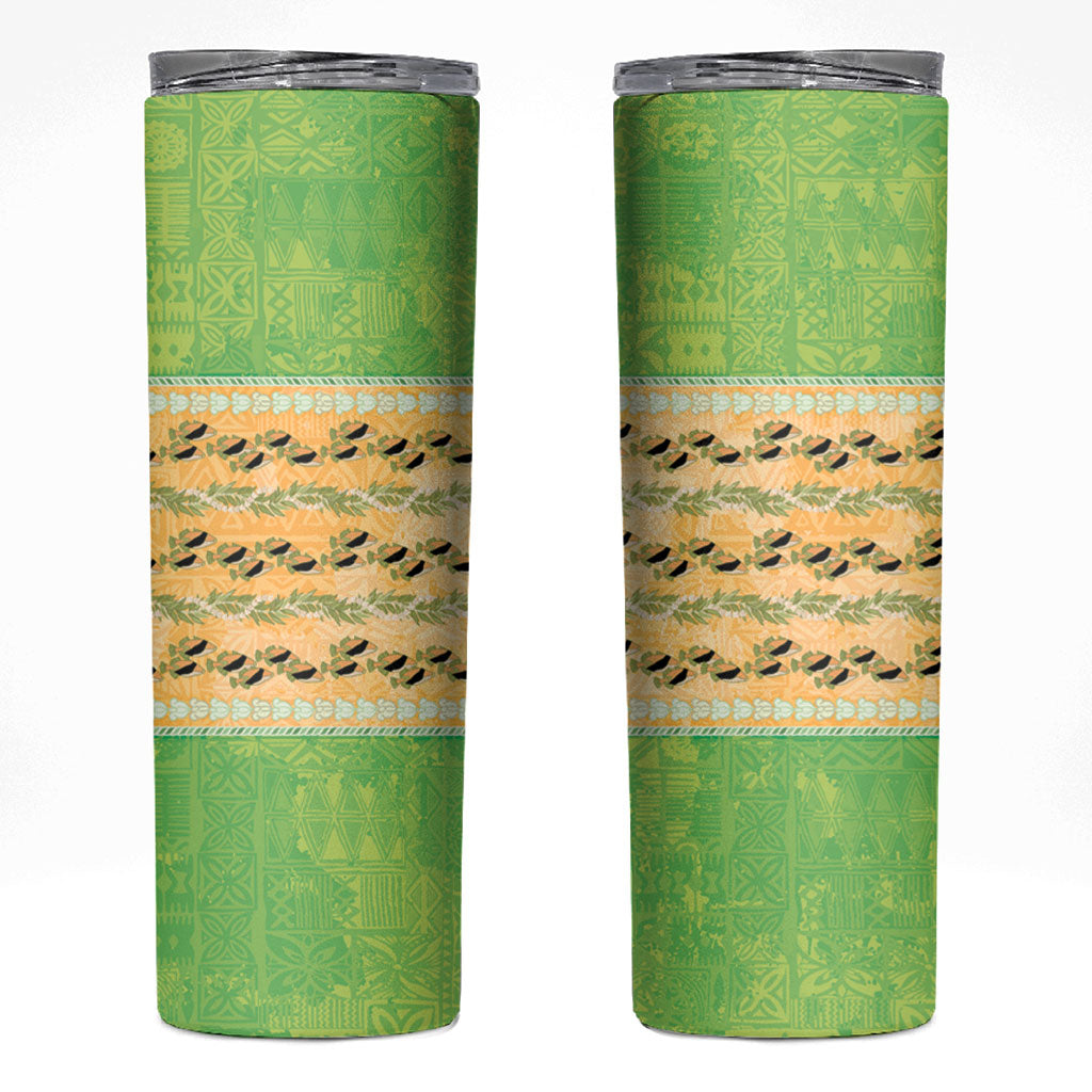 Hawaii Humuhumu Fish Maile Pikake Lei Skinny Tumbler Tribal Tapa Green Version LT05 Green - Polynesian Pride