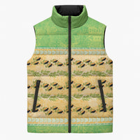 Hawaii Humuhumu Fish Maile Pikake Lei Sleeveless Puffer Jacket Tribal Tapa Green Version LT05 Unisex Green - Polynesian Pride