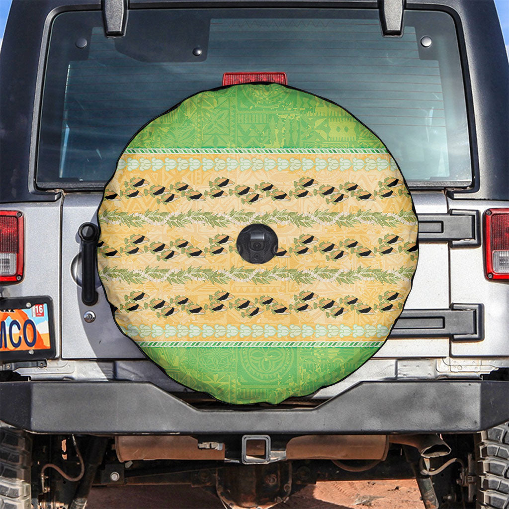 Hawaii Humuhumu Fish Maile Pikake Lei Spare Tire Cover Tribal Tapa Green Version LT05 Green - Polynesian Pride