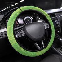 Hawaii Humuhumu Fish Maile Pikake Lei Steering Wheel Cover Tribal Tapa Green Version LT05 Universal Fit Green - Polynesian Pride