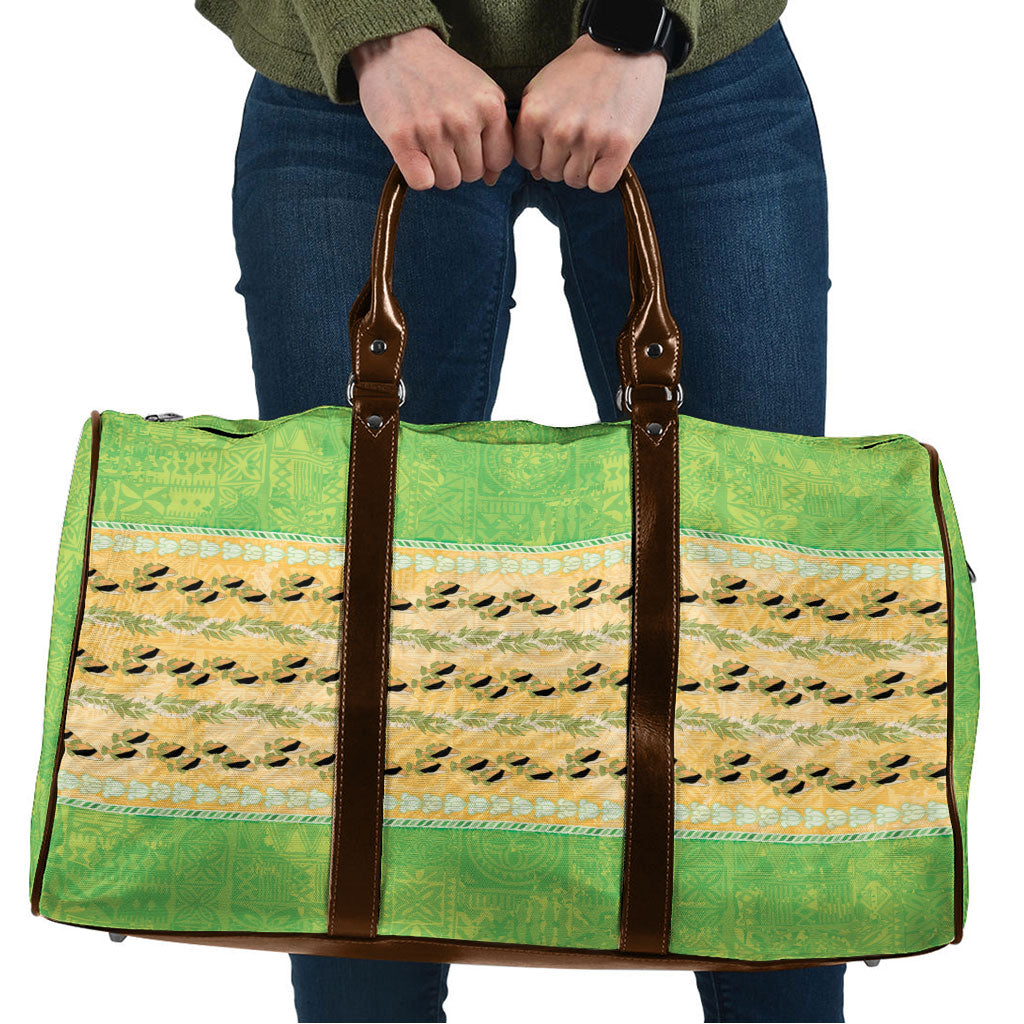 Hawaii Humuhumu Fish Maile Pikake Lei Travel Bag Tribal Tapa Green Version LT05 Green - Polynesian Pride