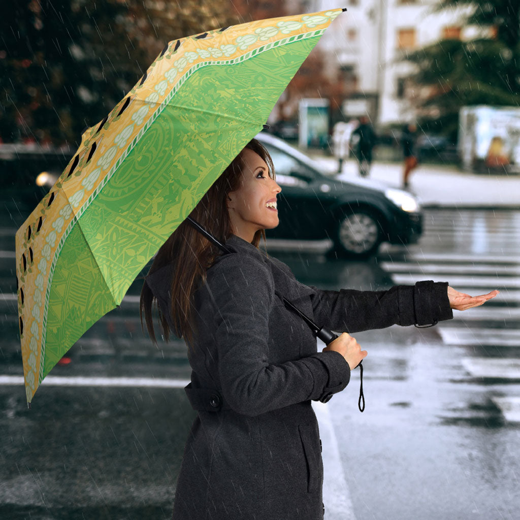 Hawaii Humuhumu Fish Maile Pikake Lei Umbrella Tribal Tapa Green Version LT05 - Polynesian Pride