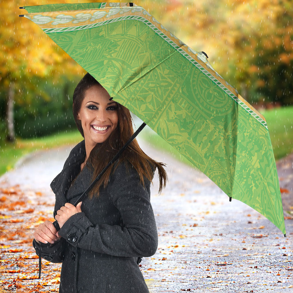 Hawaii Humuhumu Fish Maile Pikake Lei Umbrella Tribal Tapa Green Version LT05 - Polynesian Pride