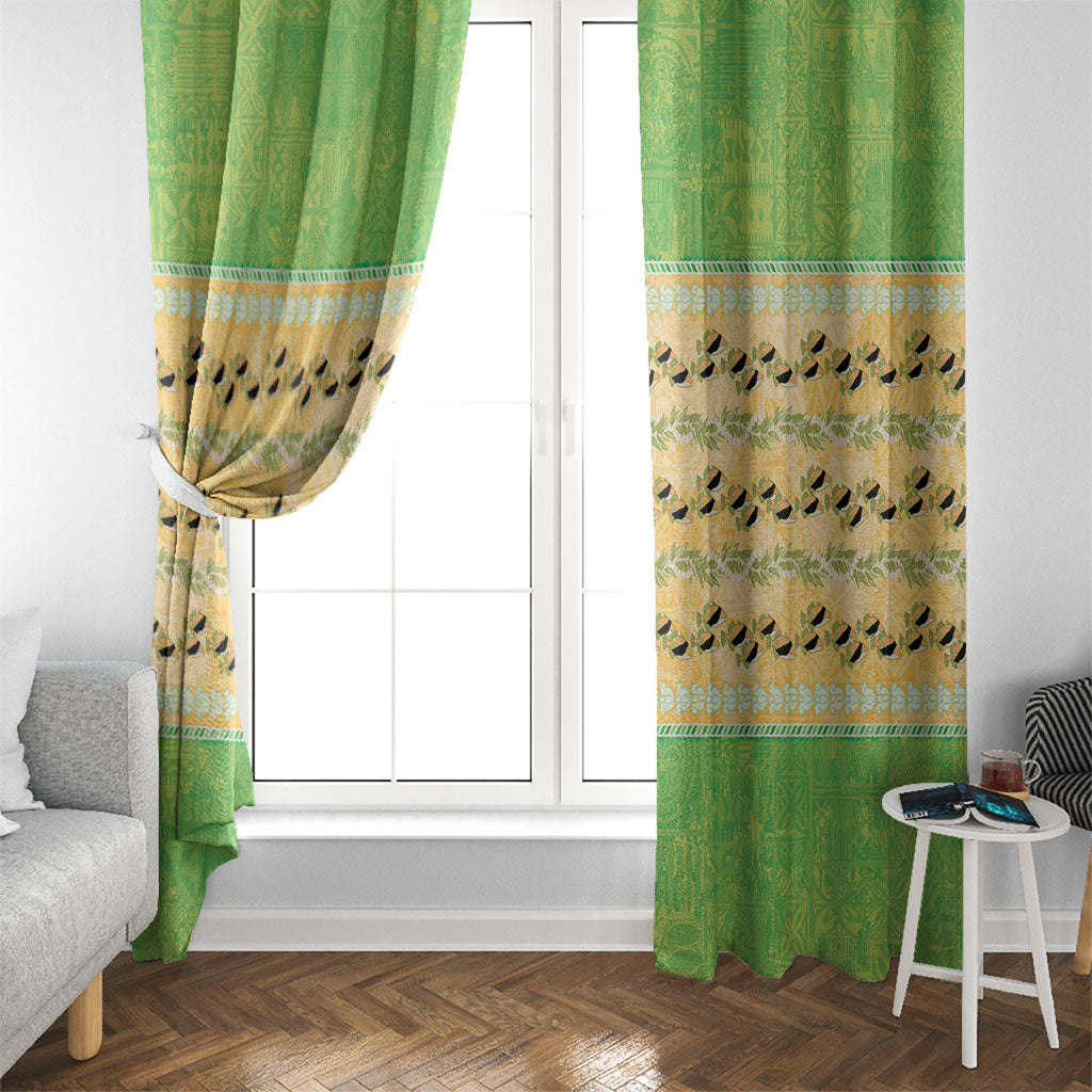 Hawaii Humuhumu Fish Maile Pikake Lei Window Curtain Tribal Tapa Green Version LT05 - Polynesian Pride