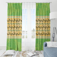 Hawaii Humuhumu Fish Maile Pikake Lei Window Curtain Tribal Tapa Green Version LT05 - Polynesian Pride