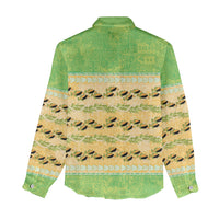 Hawaii Humuhumu Fish Maile Pikake Lei Women Casual Shirt Tribal Tapa Green Version LT05 - Polynesian Pride