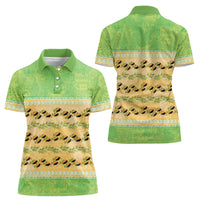 Hawaii Humuhumu Fish Maile Pikake Lei Women Polo Shirt Tribal Tapa Green Version LT05 - Polynesian Pride
