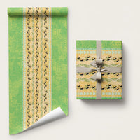 Hawaii Humuhumu Fish Maile Pikake Lei Wrapping Paper Tribal Tapa Green Version LT05 58" × 23" Green - Polynesian Pride