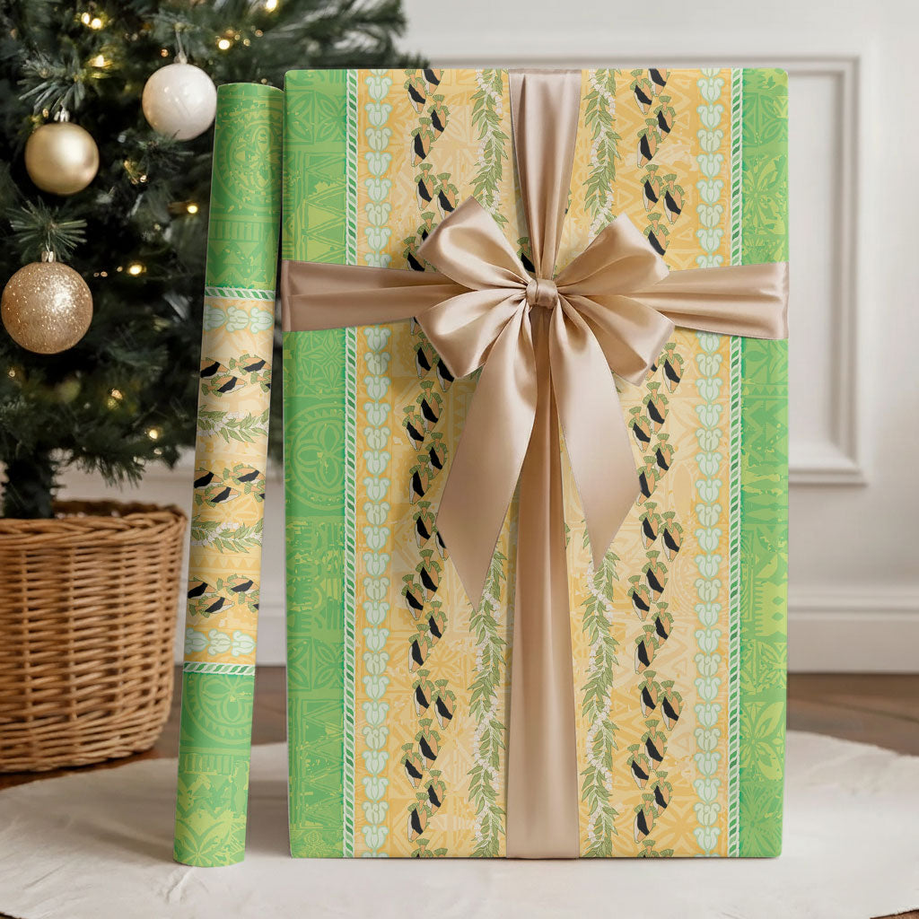 Hawaii Humuhumu Fish Maile Pikake Lei Wrapping Paper Tribal Tapa Green Version LT05 - Polynesian Pride