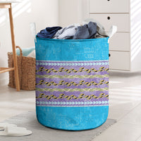 Hawaii Humuhumu Fish Maile Pikake Lei Laundry Basket Tribal Tapa Blue Version LT05 Blue - Polynesian Pride