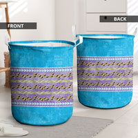 Hawaii Humuhumu Fish Maile Pikake Lei Laundry Basket Tribal Tapa Blue Version LT05 - Polynesian Pride