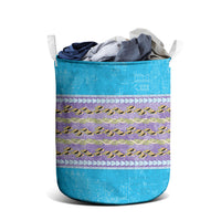 Hawaii Humuhumu Fish Maile Pikake Lei Laundry Basket Tribal Tapa Blue Version LT05 - Polynesian Pride