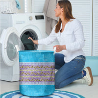 Hawaii Humuhumu Fish Maile Pikake Lei Laundry Basket Tribal Tapa Blue Version LT05 - Polynesian Pride