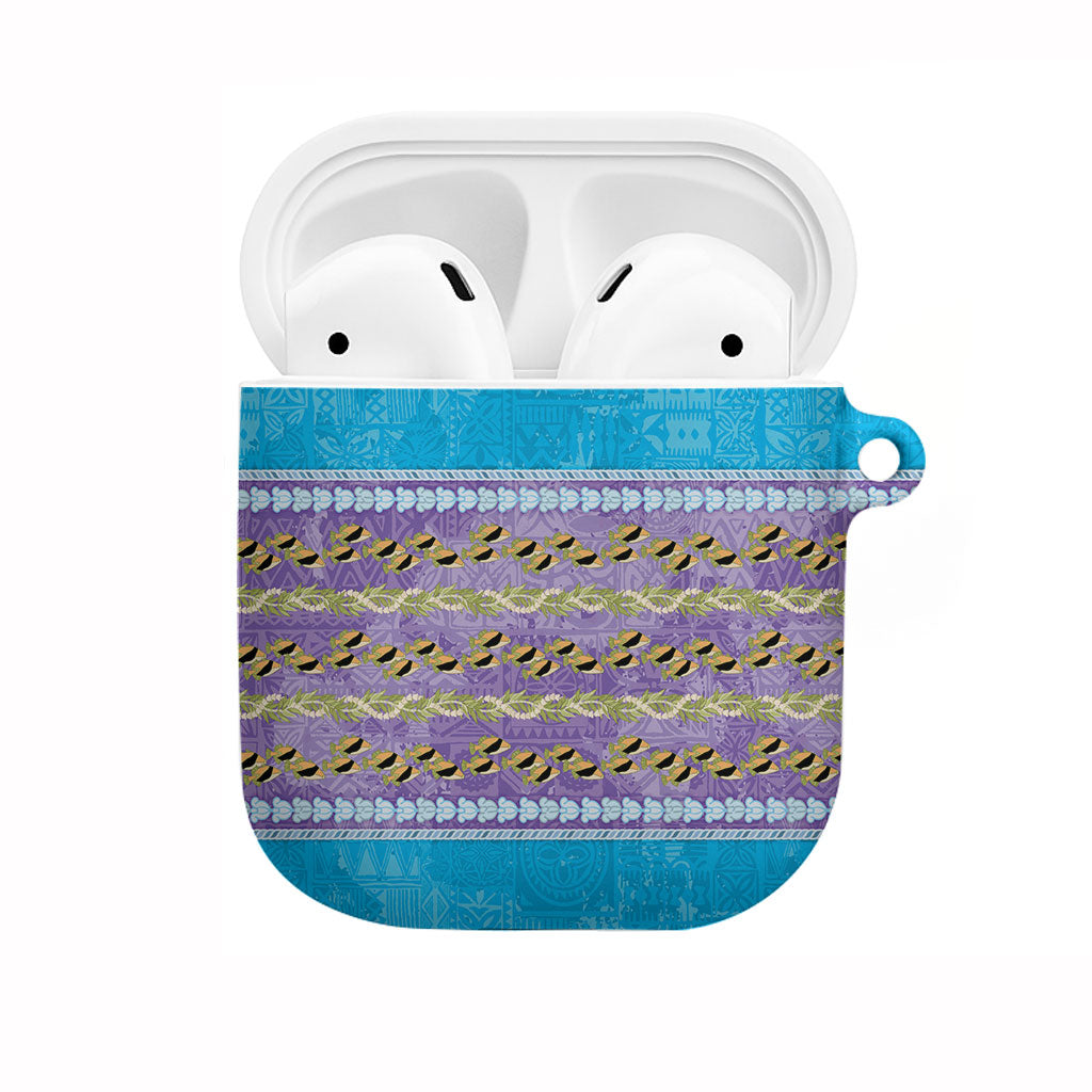 Hawaii Humuhumu Fish Maile Pikake Lei AirPods Case Tribal Tapa Blue Version LT05 Blue - Polynesian Pride