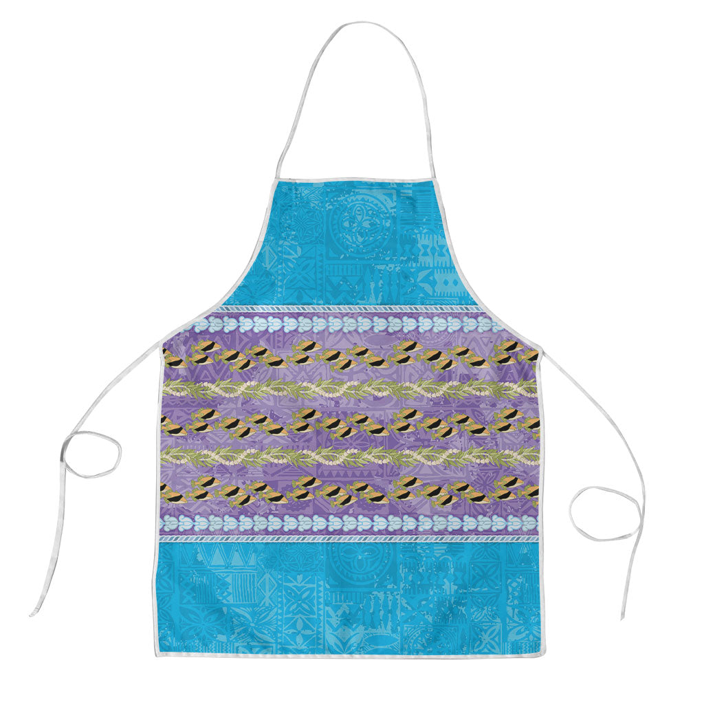 Hawaii Humuhumu Fish Maile Pikake Lei Apron Tribal Tapa Blue Version LT05 Blue - Polynesian Pride
