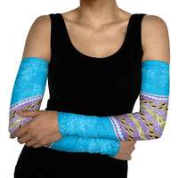 Hawaii Humuhumu Fish Maile Pikake Lei Arm Sleeves Tribal Tapa Blue Version LT05 - Polynesian Pride