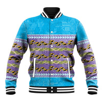 Hawaii Humuhumu Fish Maile Pikake Lei Baseball Jacket Tribal Tapa Blue Version LT05 Unisex Blue - Polynesian Pride
