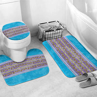 Hawaii Humuhumu Fish Maile Pikake Lei Bathroom Set Tribal Tapa Blue Version LT05 Mat Set Only (3 pcs) One Size Blue - Polynesian Pride