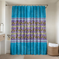 Hawaii Humuhumu Fish Maile Pikake Lei Bathroom Set Tribal Tapa Blue Version LT05 Shower Curtain Only Blue - Polynesian Pride