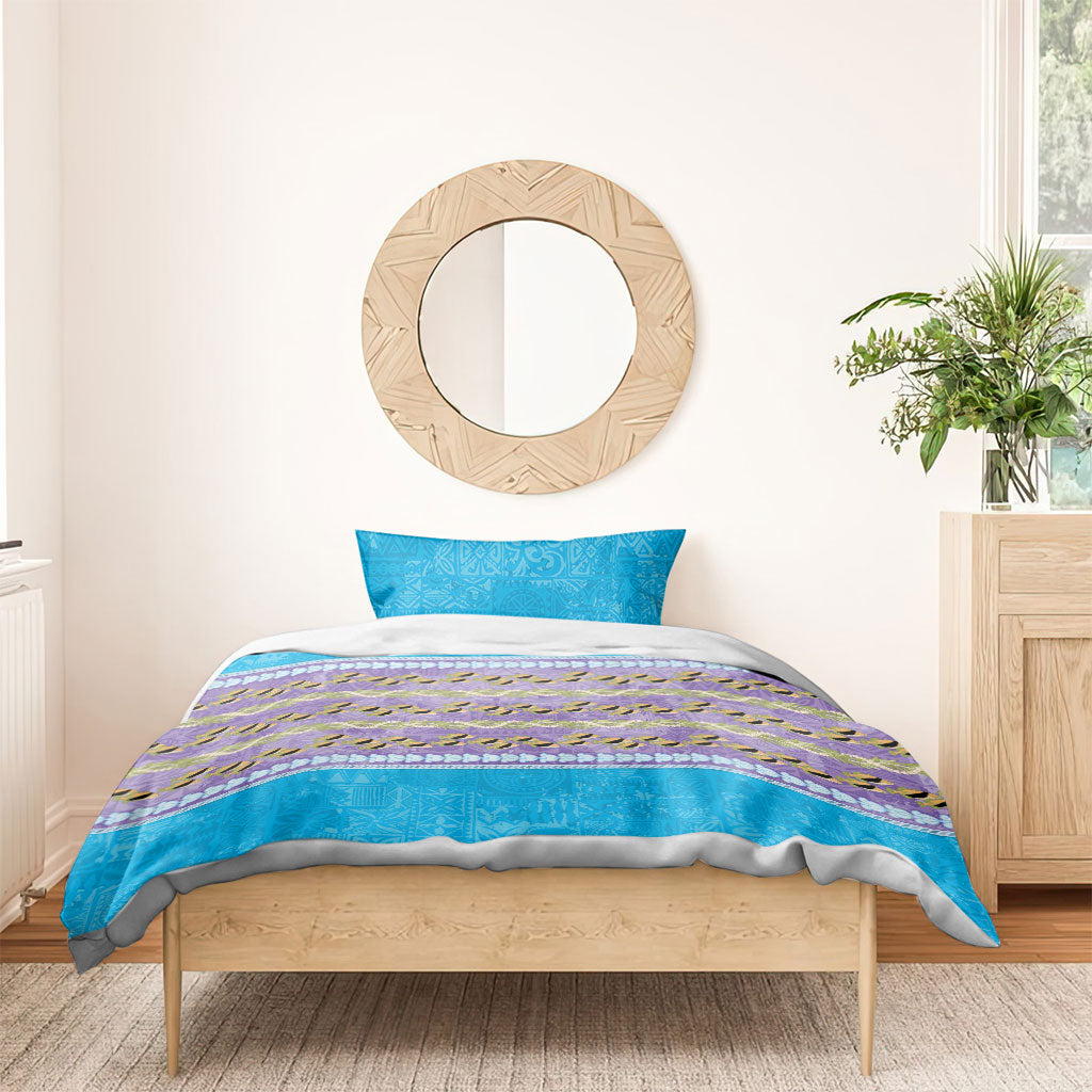 Hawaii Humuhumu Fish Maile Pikake Lei Bedding Set Tribal Tapa Blue Version LT05 - Polynesian Pride