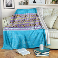 Hawaii Humuhumu Fish Maile Pikake Lei Blanket Tribal Tapa Blue Version LT05 Blue - Polynesian Pride