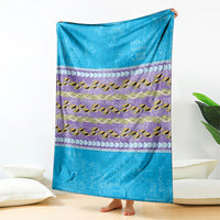 Hawaii Humuhumu Fish Maile Pikake Lei Blanket Tribal Tapa Blue Version LT05 - Polynesian Pride