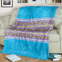 Hawaii Humuhumu Fish Maile Pikake Lei Blanket Tribal Tapa Blue Version LT05 - Polynesian Pride