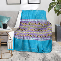 Hawaii Humuhumu Fish Maile Pikake Lei Blanket Tribal Tapa Blue Version LT05 - Polynesian Pride