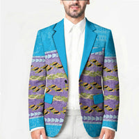 Hawaii Humuhumu Fish Maile Pikake Lei Blazer Tribal Tapa Blue Version LT05 - Polynesian Pride