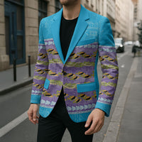 Hawaii Humuhumu Fish Maile Pikake Lei Blazer Tribal Tapa Blue Version LT05 - Polynesian Pride
